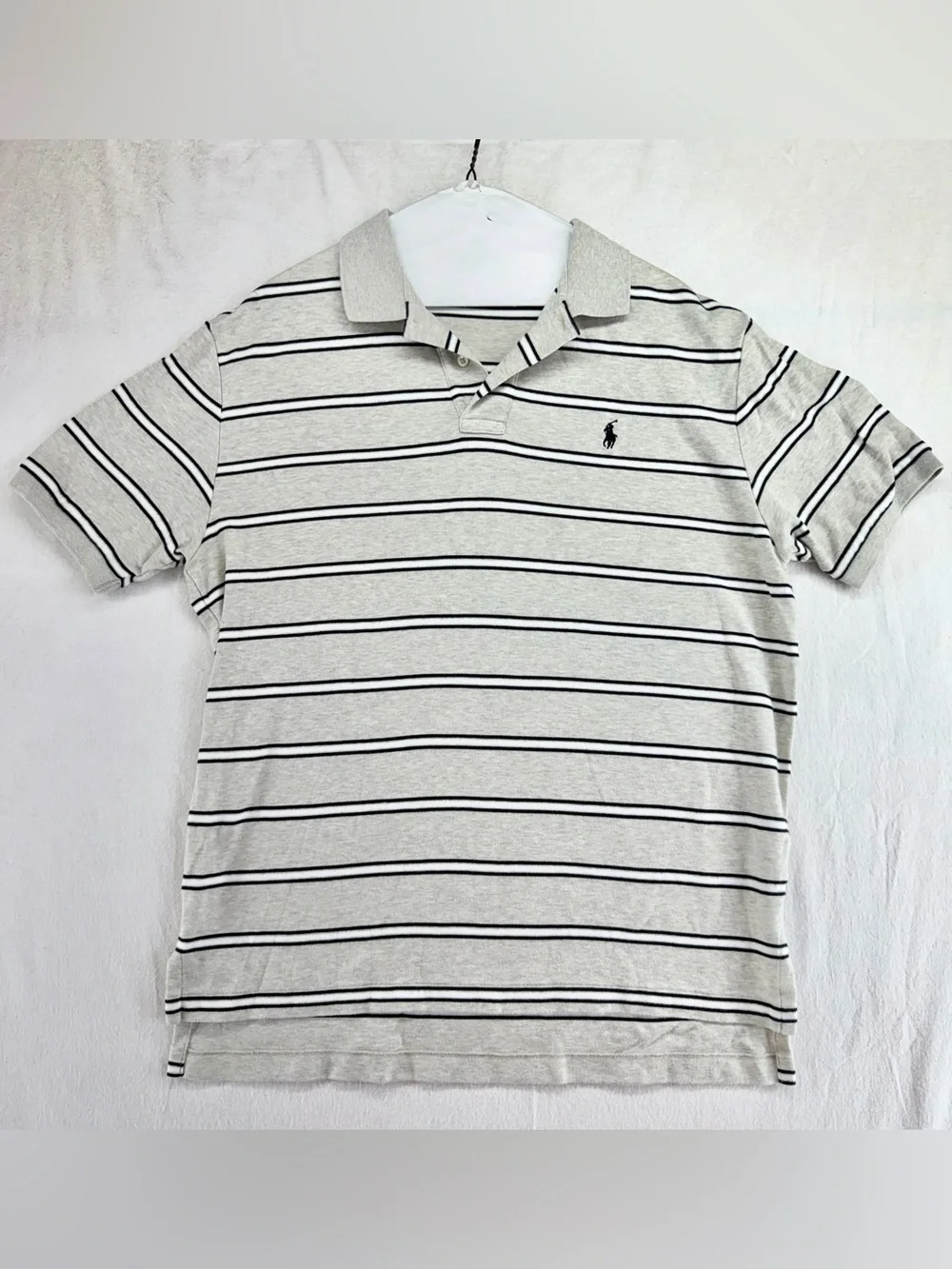 Polo by Ralph Lauren Cream Polo with Navy Stripes Men’s Large